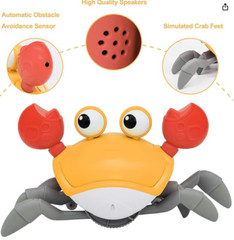 Crawling Crab Toy, Walking Moving Dancing Cute Crab for Age 3-5 6-9, Baby Infant