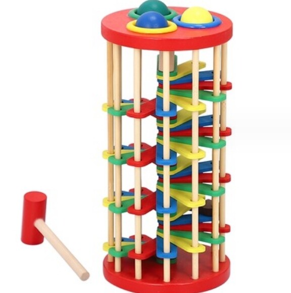 Wooden Knocking Ball Knocking Rotating Ball Table Baby Hand Eye Coordination Toy