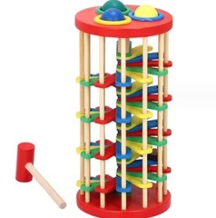 Wooden Knocking Ball Knocking Rotating Ball Table Baby Hand Eye Coordination Toy