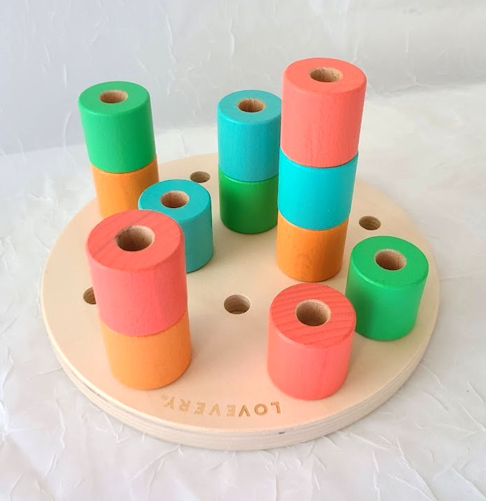 LOVEVERY Wooden Montessori Toy Stacking Pegboard Adventure Play Kit (16-18 mo.)