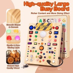 Busy Board with 19 LED Light Switches, Montessori Toys for 1 2 3 Years Old, W…