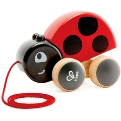 Pull Along Ladybug Toy Encourages Crawling Walking Cheerful Design Sturdy Wheels
