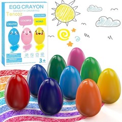 Tencoz 9 Colors Egg Crayons for Kids 3+, Easy to Hold Non Toxic Washable Safe…