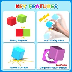 Magnetic Building Blocks Large, 1.65 inch Magnetic Stacking Cubes for Toddlers,