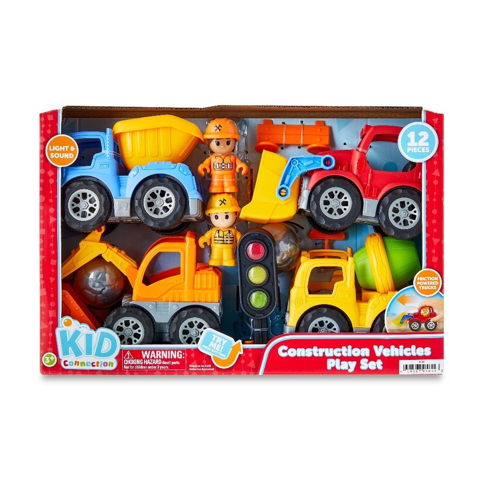 Construction Vehicle Toys 12 Piece Set for Kids Toddlers Play Toy Trucks