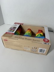 New Fisher Price Mattel Wooden Stacking Shape Sorter 26 Pieces 18 m +