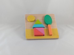 Lot of 3 Lovevery Wooden Toys: Chunky Jigsaw, Sunny Day, Sort Stack Peg Puzzles