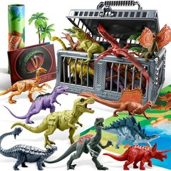 Dinosaur Toys Set for Kids 3-5, 17 PCS Realistic Figures, Play Mat & Storage Cag