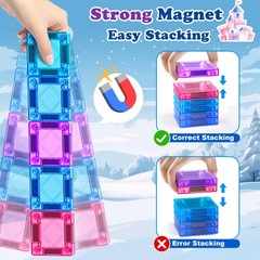 Mini Magnetic Tiles Travel Set 40PCS with Iron Princess Castle Pretend Girl P…