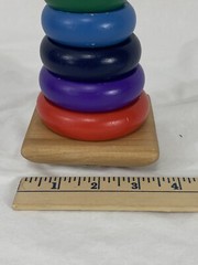 MELISSA & DOUG Wood Stacking Toy Rainbow Stacking Rings Educational for Toddler