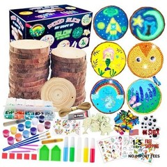KIRKOTOY Wooden Crafts Kit for Kids-Glow in The Dark-Arts & Crafts Gifts for