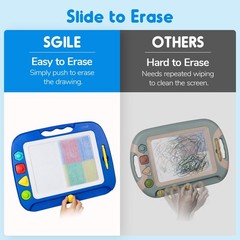 Large Magnetic Drawing Board for Kids, Etch & Sketch Pad with 4 Stamps, Educatio