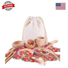 10 Pcs Wooden Sensory Bin Tools for Toddlers & Preschool Children, Montessori…