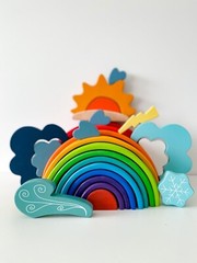 Wooden Rainbow Stacker, Educational Toy for kids and toddlers, preschool