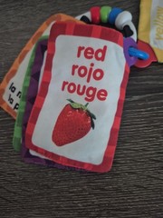 BABY EINSTEIN Take Along Discovery Cards Clip-on 10 Images Crinkle Teether Toy.