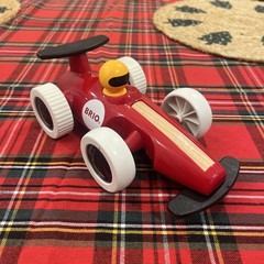 BRIO Large Wooden Pull-Back Race Car Toy for Kids 18+ Months 8” Long #1 Indy