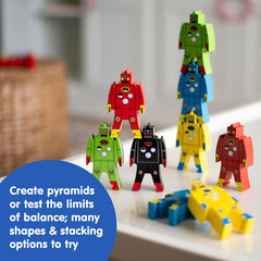 Stacking Robots – Colorful Wooden Stacking Toy for Kids – 9 Pcs. Fun Puzzle for