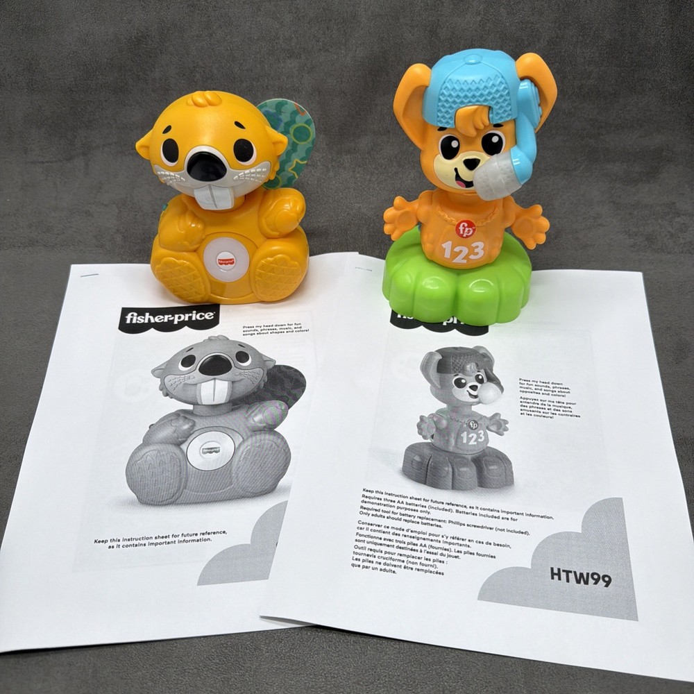 Fisher-Price Linkimals SMALL Opposites Fox & Boppin’ Beaver Musical Toys