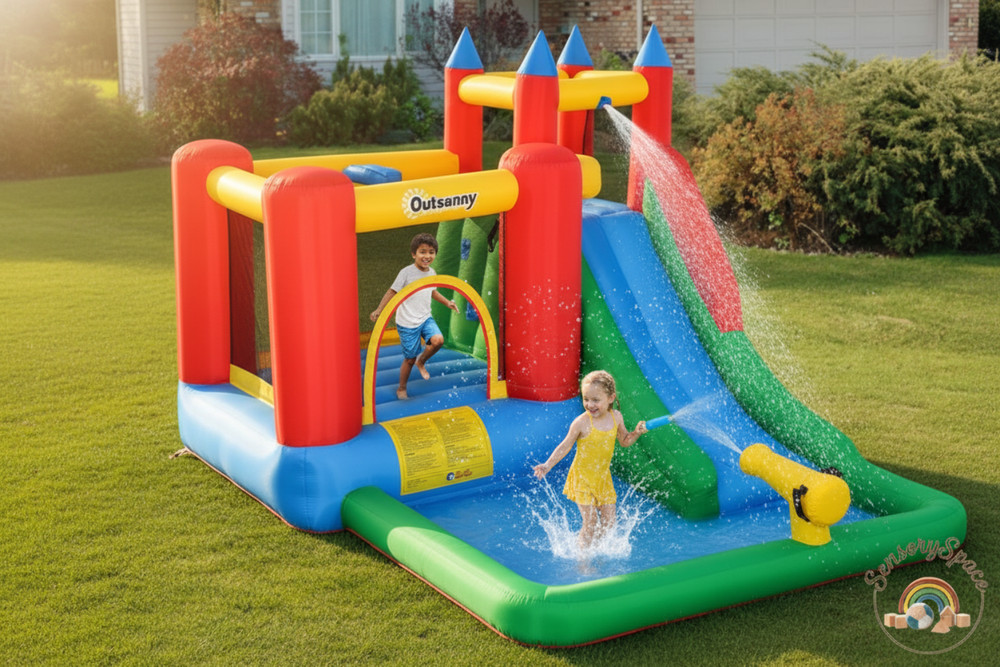 Kids Bounce House Inflatable Castle Slide Splash Pool Cannon ClimbingWall 6-in-1