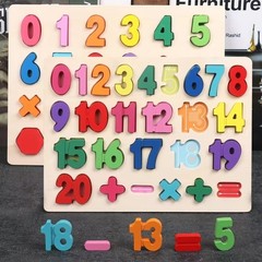 Montessori Wooden Puzzle Toy for Toddlers ABC Numbers Shapes Learning Board