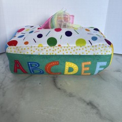 Soft Side Baby Tissue Box Rainbow Scarves Crinkle Tissues Sensory Toy