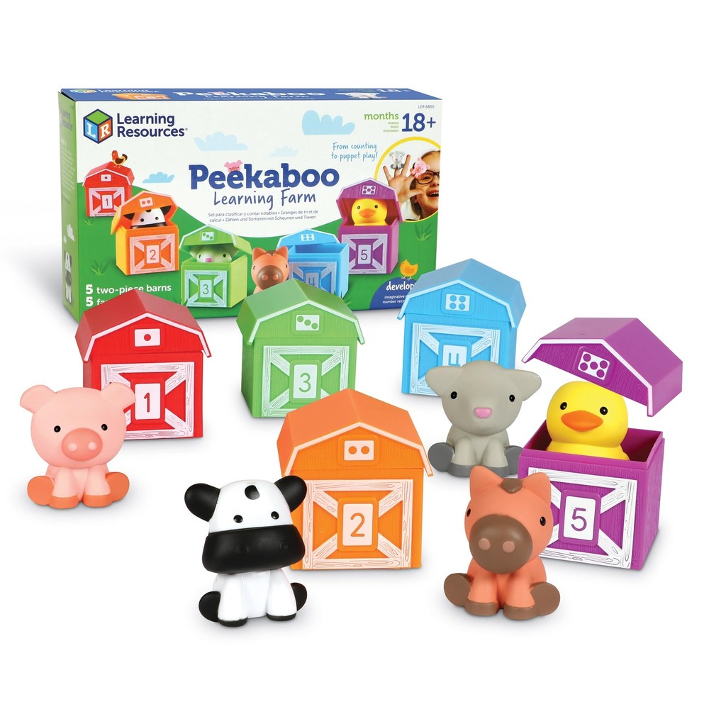 Learning Resources Peekaboo Learning Farm Animal Puppets Fine Motor Skills Toys