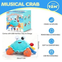 Baby Toys 1 Year Old 6-12 Month Tummy Time Toys Crawling Crab Musical Dancing…
