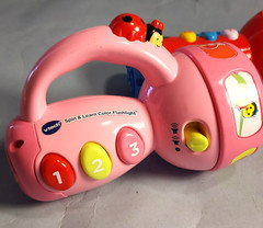 VTech 2- Spin and Learn Color Flashlights Red & Pink Lot of (2) w/Batteries EXC