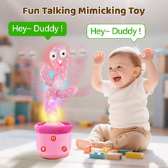 Rechargeable Dancing Talking Cactus Toy for Baby Toddlers, Singing Cactus Toy wi