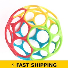 Bright Starts Oball Easy Grasp Classic Ball – Infant Toy – Red/Yellow/Green/Blue