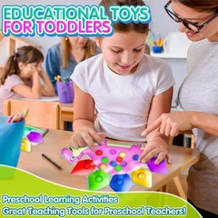 2PC Pink Dinosaur Color Sorting Sensory Toys, Montessori Toys for Toddler Gir…