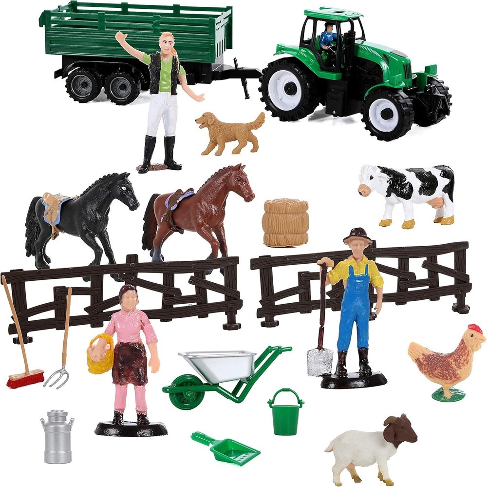 Large Farm Mat Farm Animal Figure Toys Cow Sheep Pig Play Set For Kids Toddler