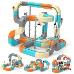 Electric Train Set 3D Flexible Race Track for Kids 3 4 5 6 7 8 Years Orange-124