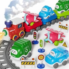 Train Set for Toddlers 2-4 with Steam, Music&Light, Electric Train Toy Set