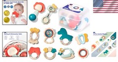 Baby Rattles Teething Toys Set 10 Non-Toxic Shaker Infant Gifts