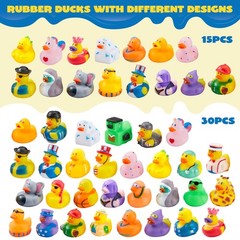 JOYIN 30 Pcs Rubber Ducks, Random Assortment Ducks Bulk with Mesh Carry Small