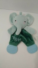 Manhattan toy plush green elephant lovey blue teether feet security blanket toy