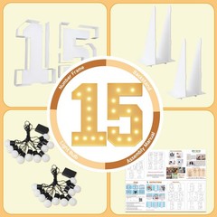 imprsv 4FT Light Up Numbers, Marquee Numbers 15th Birthday Decorations for Gi…