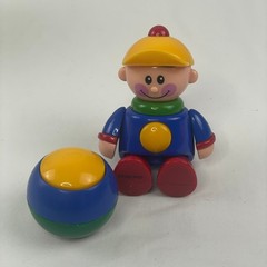 Vintage Baby Toys Push & Pop Spin Top Balls Rattles Animals Train Activity Lot