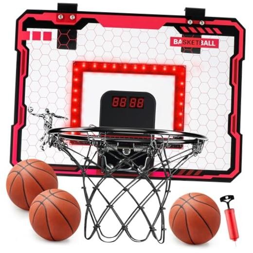 Indoor Basketball Hoop for Kids with Red Led Lights Mini Basketball Hoop with