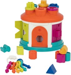 Battat – Shape Sorter House – Color and Shape Sorting Toy with 6 Keys and 12 Sha