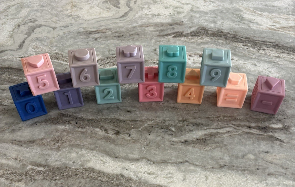 12 Soft Rubber Sensory Blocks Multi Sided Numbers 0 through 9