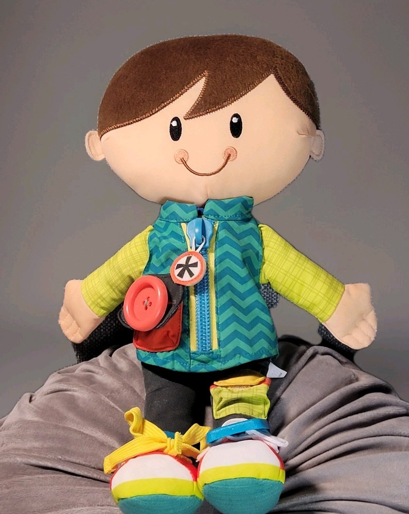 Playskool Soft Activity Doll Toddler Learning Toy Zipper Button Laces Sensory