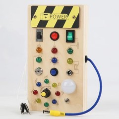 Montessori Busy Board Wooden Switch Toy Lights 7″/18cm Toddler Learning