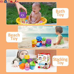 MOONTOY Stacking Cups Baby Toys 6 10 12 18 Months Montessori Toys for 1 Year