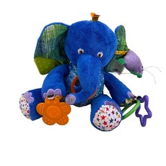 Eric Carle Blue Elephant Plush Baby Crib Toy Rattle Purple Mouse Teether
