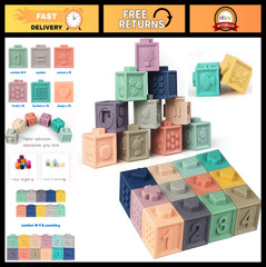 Soft Stacking Blocks – Sensory Montessori Toys for Babies & Toddlers 6-36 Months