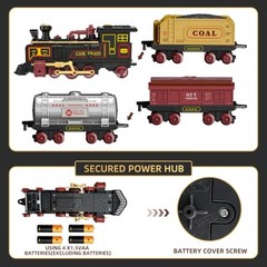 Electric Train Set with Steam, Light & Sound Effects, Retro Train Toys with