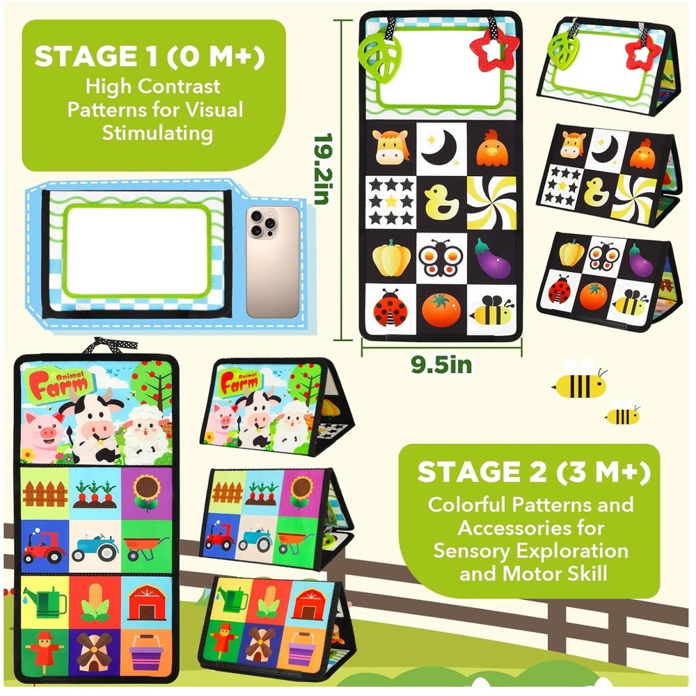 Black and White Baby Mirror for Visual Stimulation