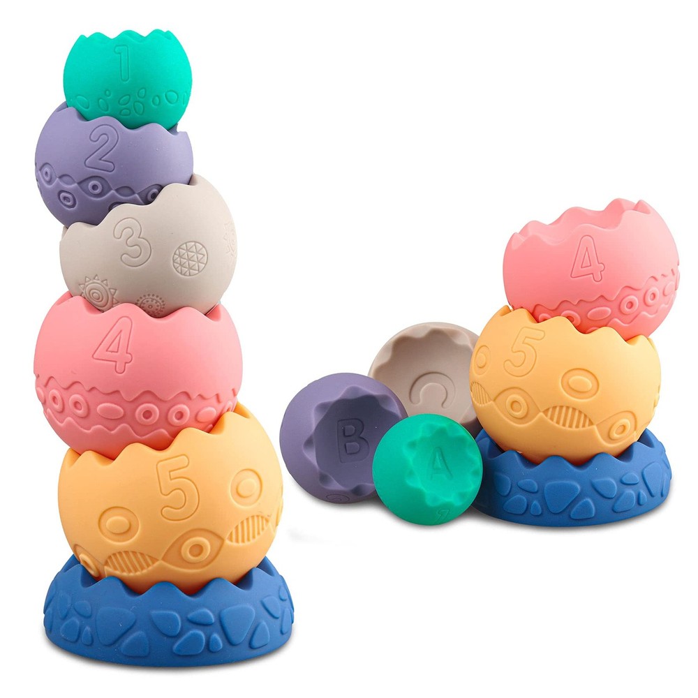 Miawow Stacking Balls Soft Toys for Babies 6 6 Count (Pack of 1), Multicolor